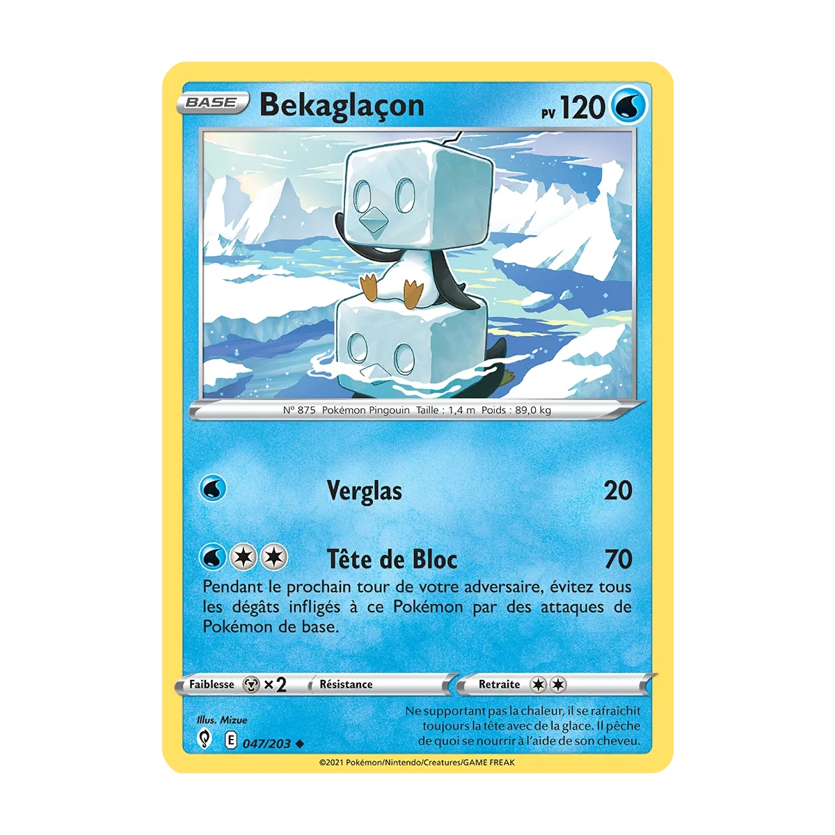 Carte Bekaglaçon - Peu commune (Brillante) de Pokémon Épée et Bouclier Évolution Céleste 047/203