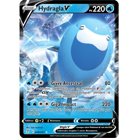 Carte Hydragla - Holographique rare V de Pokémon Épée et Bouclier Évolution Céleste 048/203