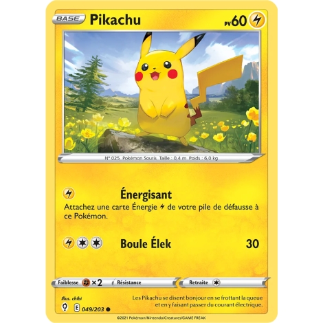 Pikachu 049/203 : Joyau Commune (Brillante) de l'extension Pokémon Épée et Bouclier Évolution Céleste