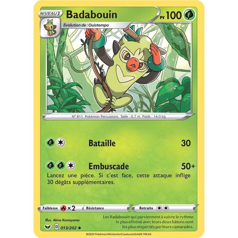 Carte Badabouin - Peu commune (Brillante) de Pokémon Épée et Bouclier 013/202