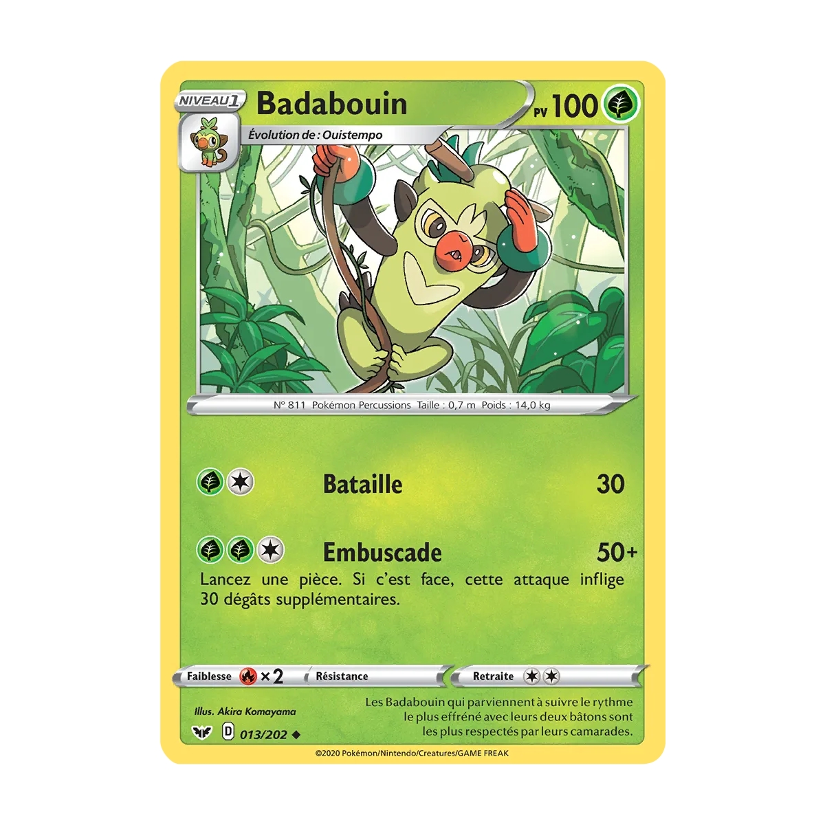 Carte Badabouin - Peu commune (Brillante) de Pokémon Épée et Bouclier 013/202