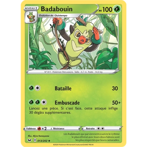 Carte Badabouin - Peu commune (Brillante) de Pokémon Épée et Bouclier 013/202