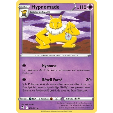 Carte Hypnomade - Peu commune (Brillante) de Pokémon Épée et Bouclier Évolution Céleste 062/203