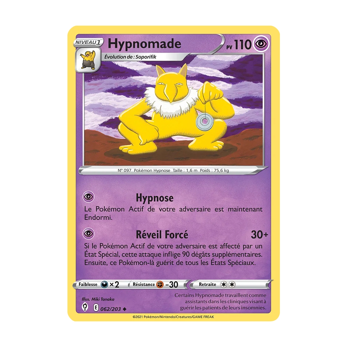 Carte Hypnomade - Peu commune (Brillante) de Pokémon Épée et Bouclier Évolution Céleste 062/203