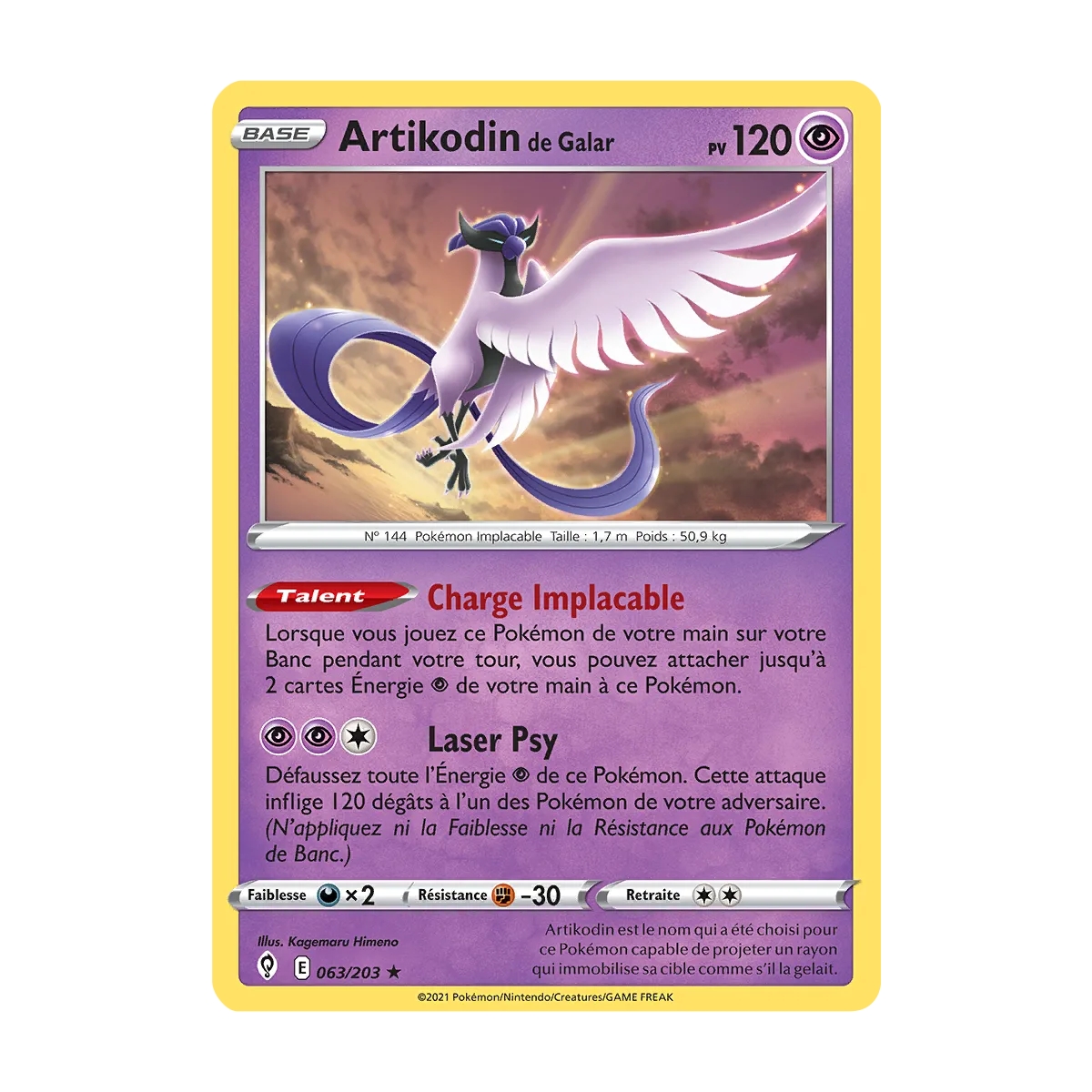 Artikodin de Galar Pokémon Épée et Bouclier Évolution Céleste 063/203