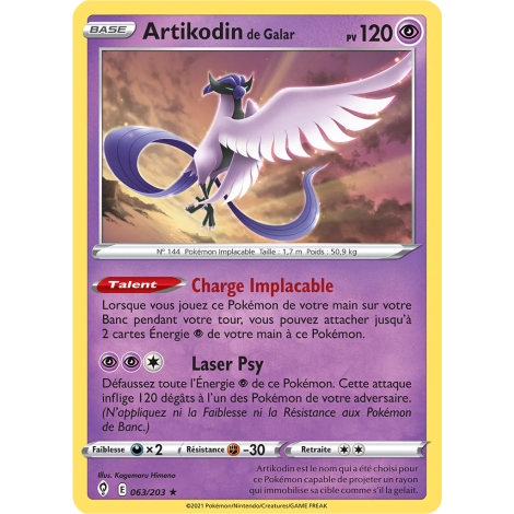 Artikodin de Galar Pokémon Épée et Bouclier Évolution Céleste 063/203