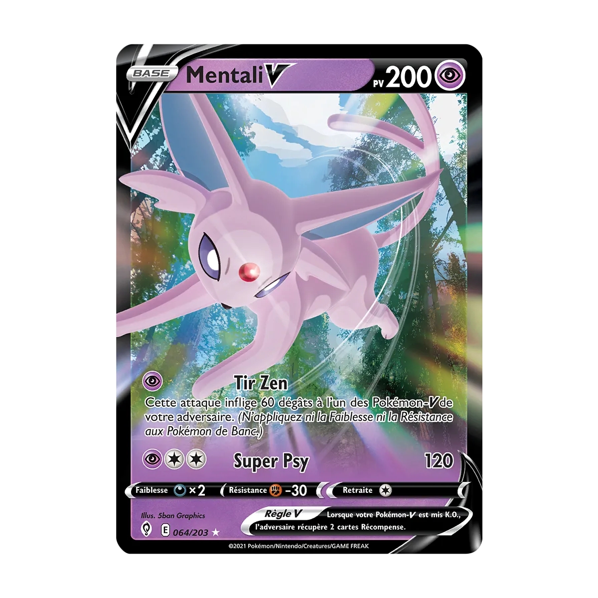 Mentali 064/203 : Joyau Holographique rare V de l'extension Pokémon Épée et Bouclier Évolution Céleste