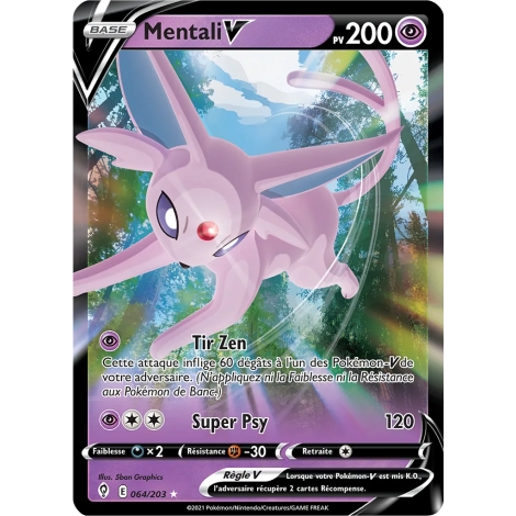 Mentali 064/203 : Joyau Holographique rare V de l'extension Pokémon Épée et Bouclier Évolution Céleste