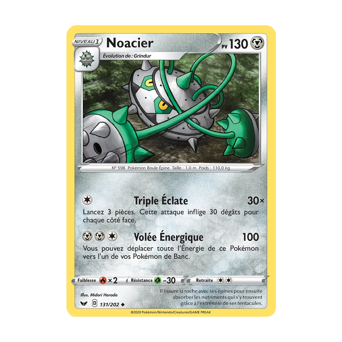 Carte Noacier - Peu commune (Brillante) de Pokémon Épée et Bouclier 131/202