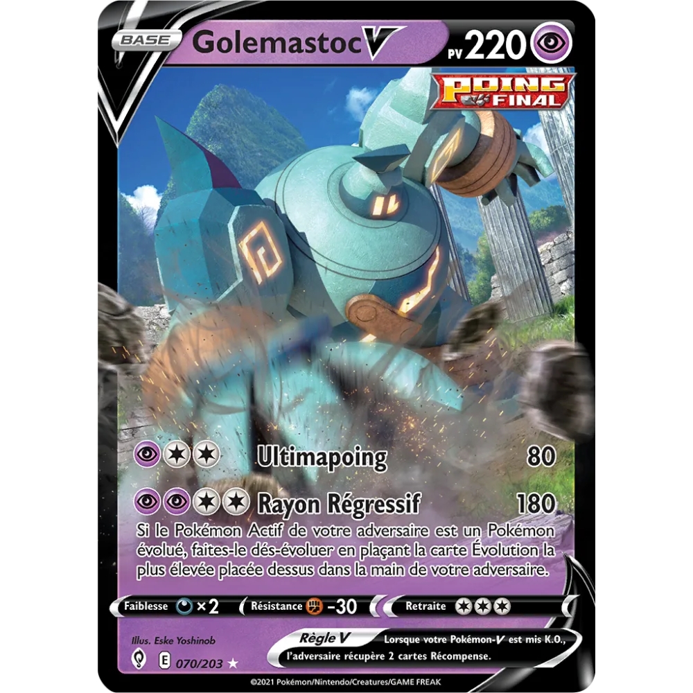 Carte Golemastoc - Holographique rare V de Pokémon Épée et Bouclier Évolution Céleste 070/203