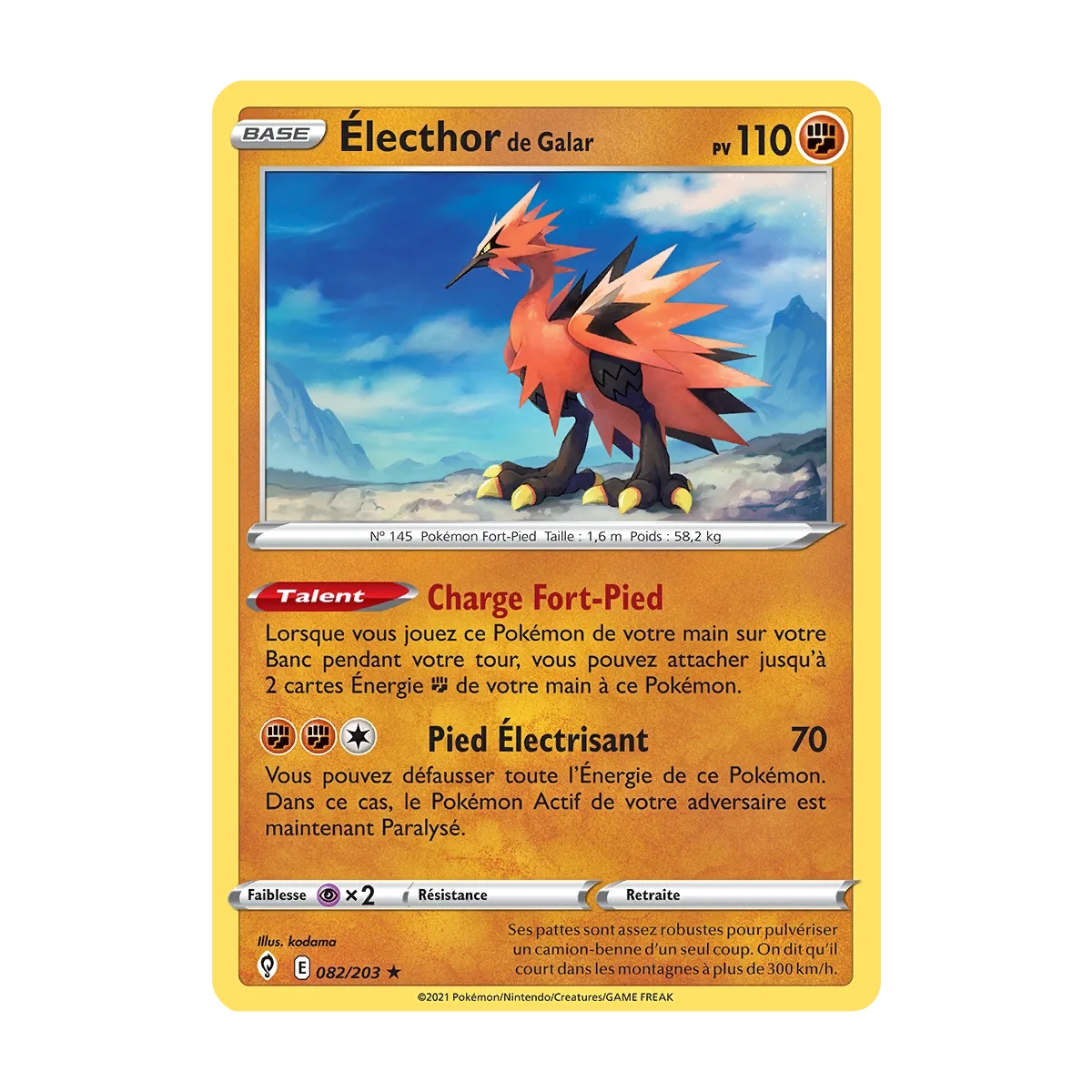 Électhor de Galar 082/203 Pokémon Épée et Bouclier Évolution Céleste