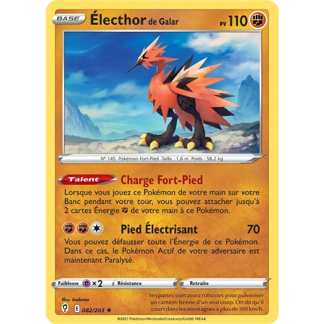 Électhor de Galar 082/203 Pokémon Épée et Bouclier Évolution Céleste