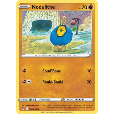 Découvrez Nodulithe, carte Commune (Brillante) de la série Épée et Bouclier Évolution Céleste