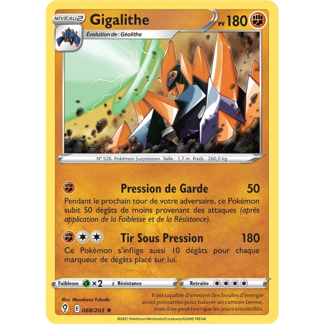 Gigalithe 088/203 : Joyau Rare (Brillante) de l'extension Pokémon Épée et Bouclier Évolution Céleste