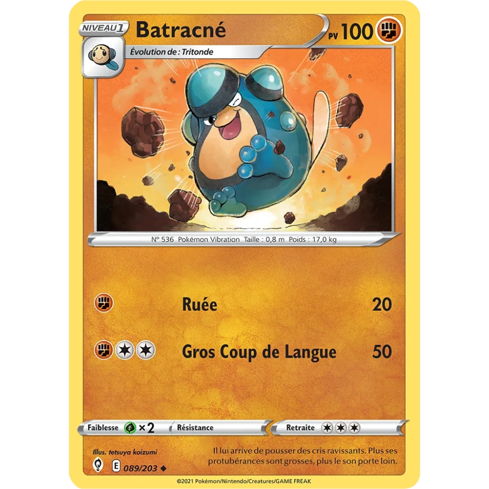 Carte Batracné - Peu commune (Brillante) de Pokémon Épée et Bouclier Évolution Céleste 089/203