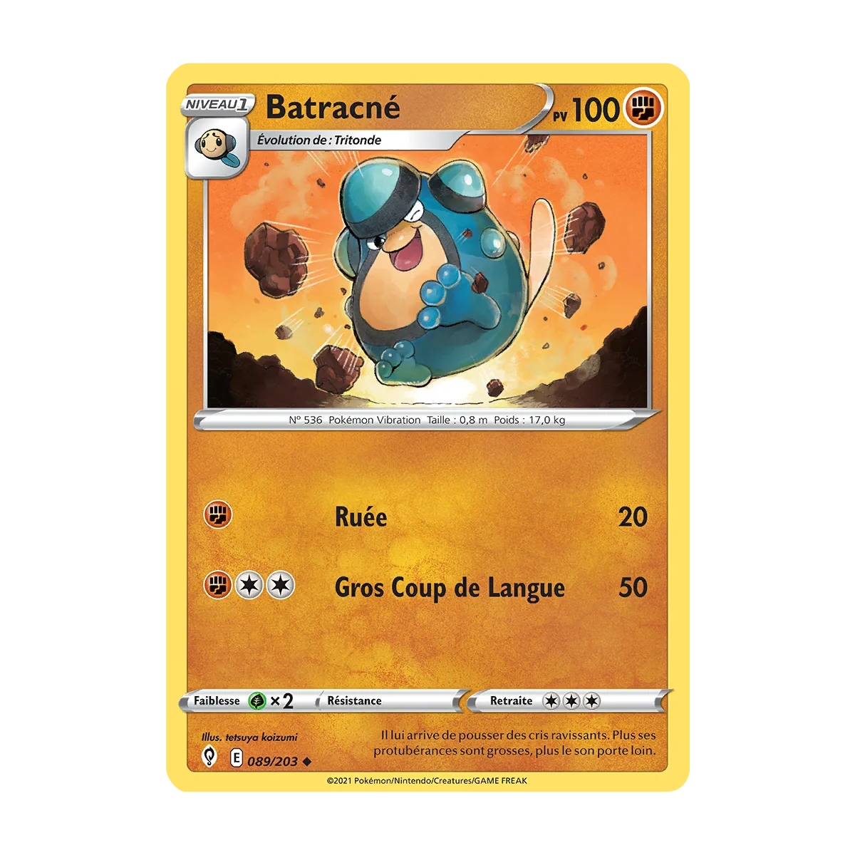 Carte Batracné - Peu commune (Brillante) de Pokémon Épée et Bouclier Évolution Céleste 089/203