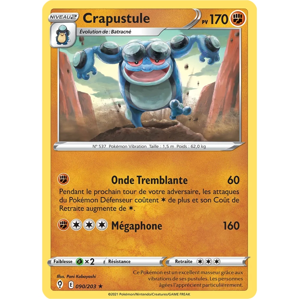 Crapustule 090/203 : Joyau Rare (Brillante) de l'extension Pokémon Épée et Bouclier Évolution Céleste