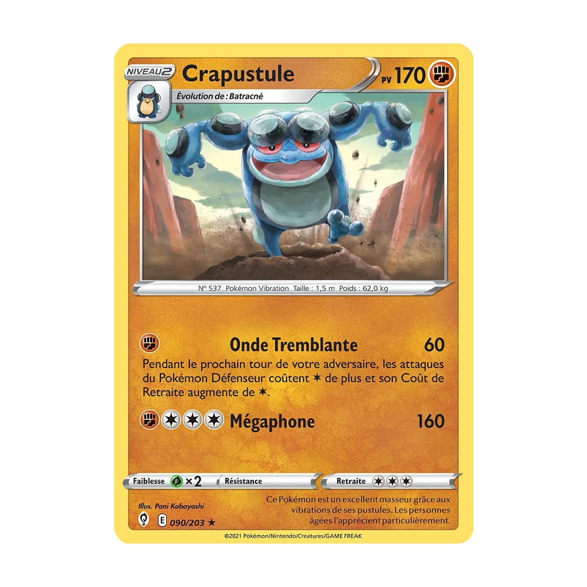 Crapustule 090/203 : Joyau Rare (Brillante) de l'extension Pokémon Épée et Bouclier Évolution Céleste