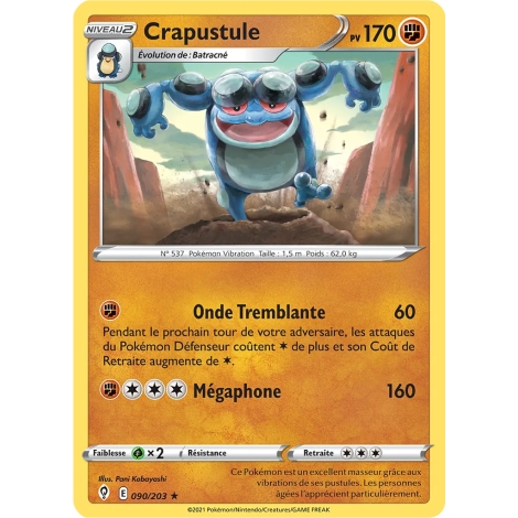 Crapustule 090/203 : Joyau Rare (Brillante) de l'extension Pokémon Épée et Bouclier Évolution Céleste