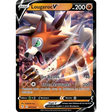 Lougaroc 091/203 : Joyau Holographique rare V de l'extension Pokémon Épée et Bouclier Évolution Céleste