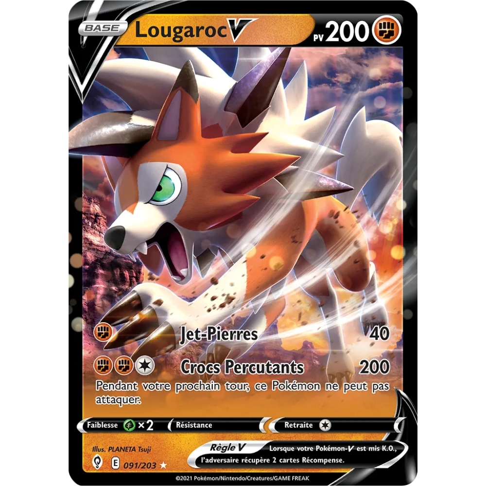 Lougaroc 091/203 : Joyau Holographique rare V de l'extension Pokémon Épée et Bouclier Évolution Céleste