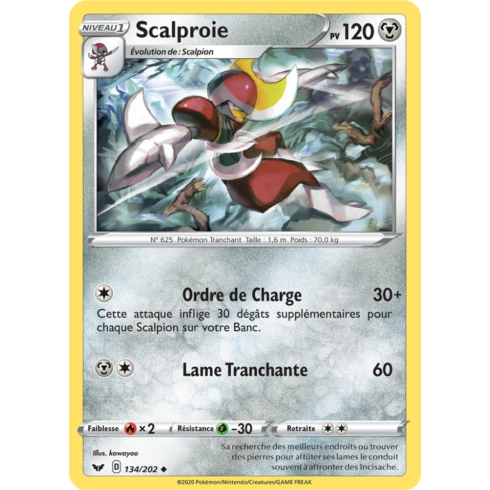 Carte Scalproie - Peu commune (Brillante) de Pokémon Épée et Bouclier 134/202