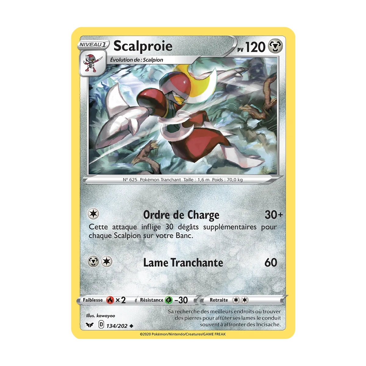 Carte Scalproie - Peu commune (Brillante) de Pokémon Épée et Bouclier 134/202