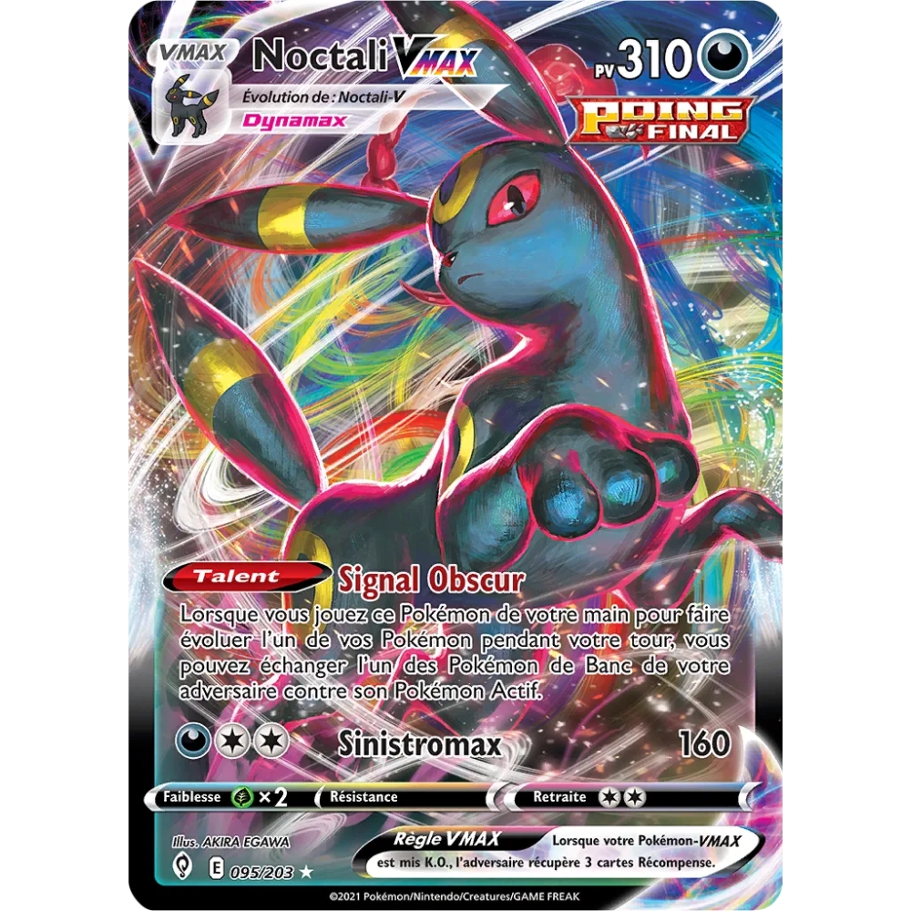 Noctali 095/203 : Joyau Holographique rare VMAX de l'extension Pokémon Épée et Bouclier Évolution Céleste