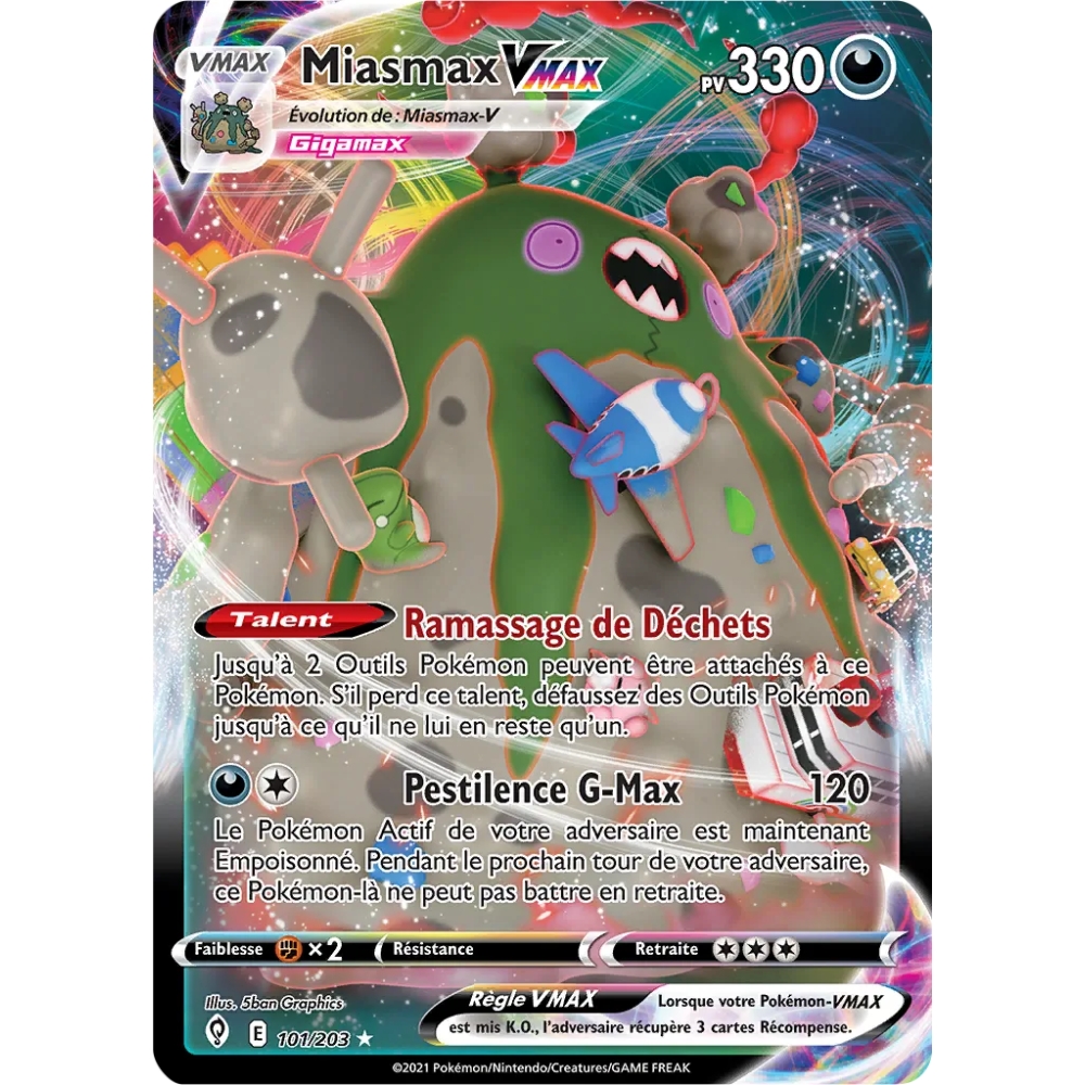 Découvrez Miasmax, carte Holographique rare VMAX de la série Épée et Bouclier Évolution Céleste