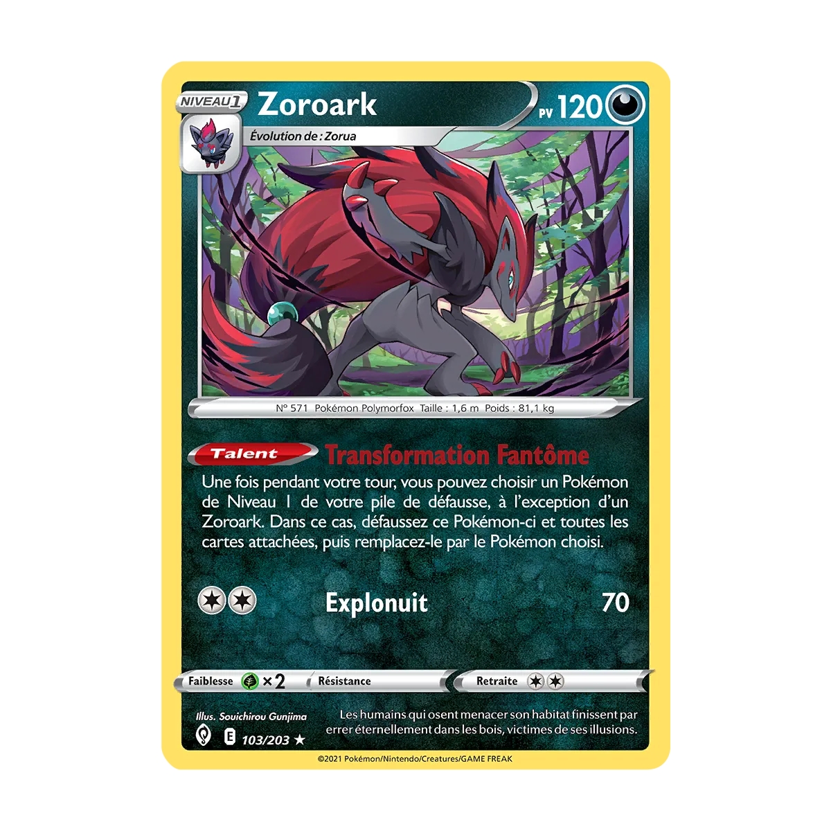 Zoroark rare de la série Épée et Bouclier Évolution Céleste