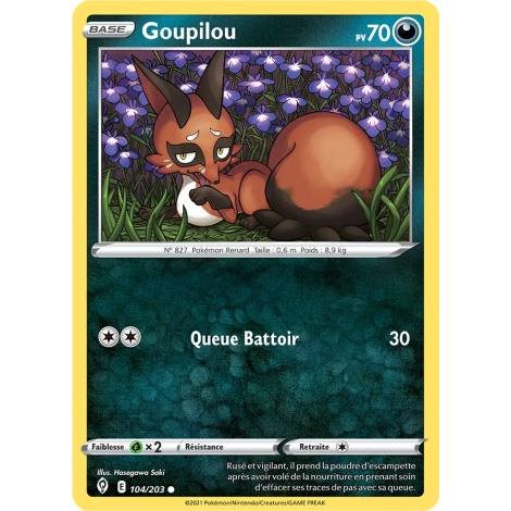 Goupilou 104/203 : Joyau Commune (Brillante) de l'extension Pokémon Épée et Bouclier Évolution Céleste