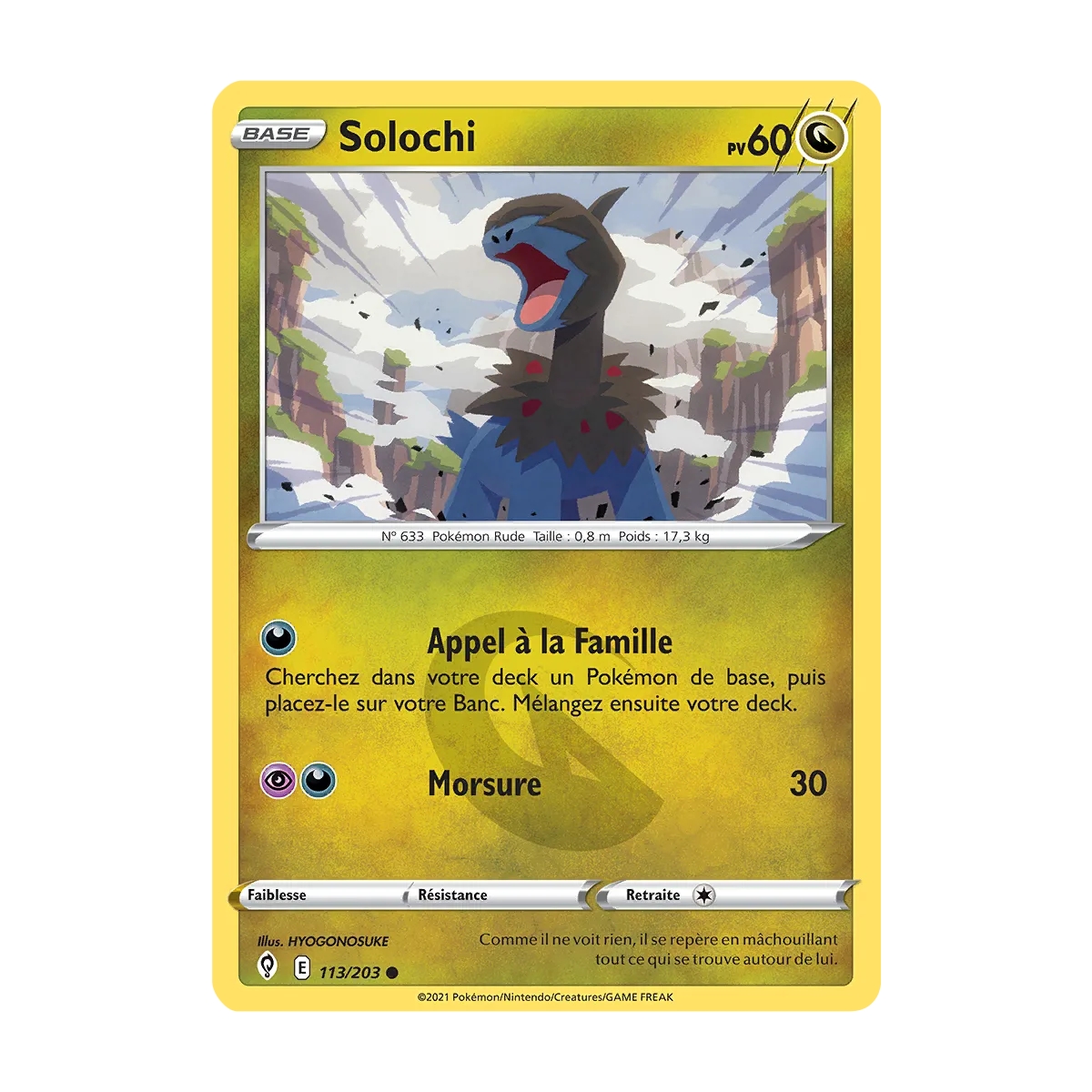 Carte Solochi - Commune (Brillante) de Pokémon Épée et Bouclier Évolution Céleste 113/203