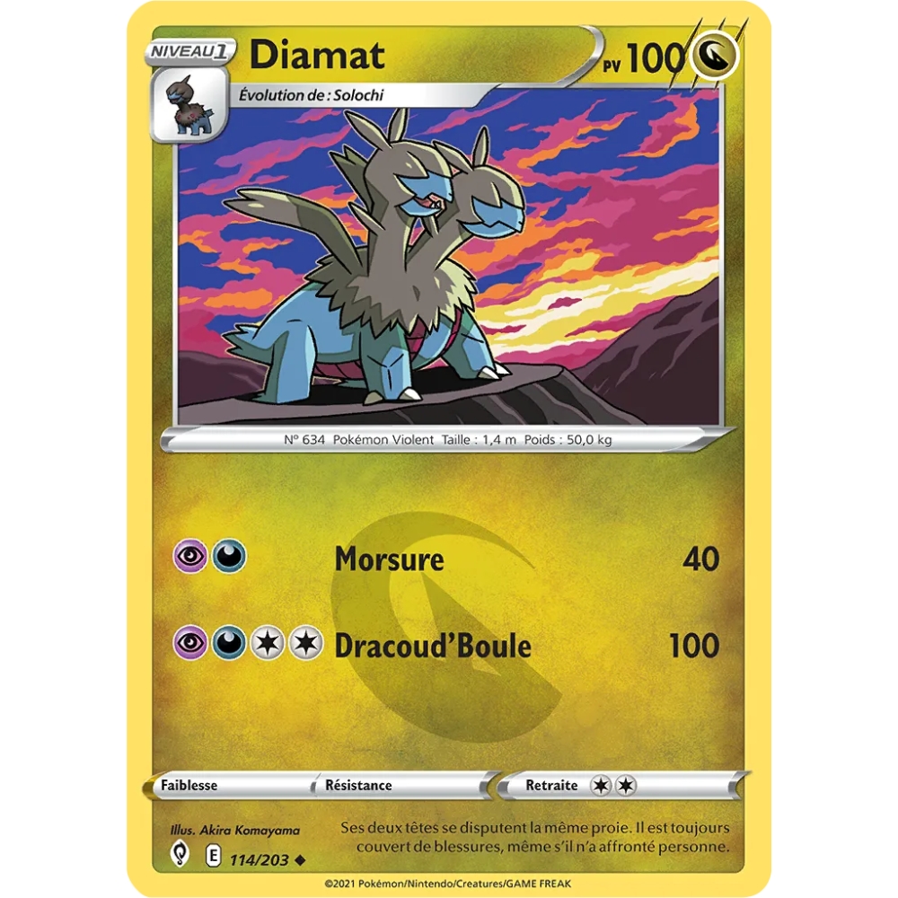 Carte Diamat - Peu commune (Brillante) de Pokémon Épée et Bouclier Évolution Céleste 114/203