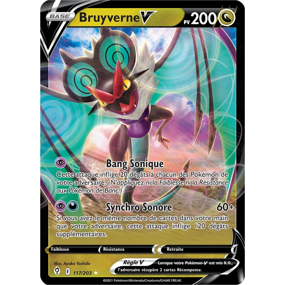 Carte Bruyverne - Holographique rare V de Pokémon Épée et Bouclier Évolution Céleste 117/203