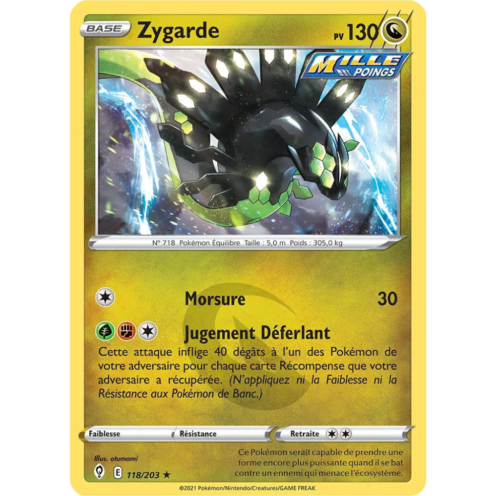 Carte Zygarde - Holographique rare de Pokémon Épée et Bouclier Évolution Céleste 118/203