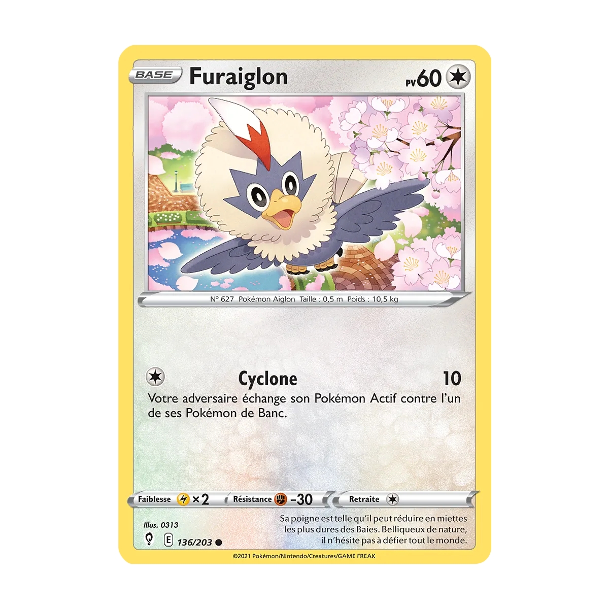 Furaiglon 136/203 : Joyau Commune (Brillante) de l'extension Pokémon Épée et Bouclier Évolution Céleste