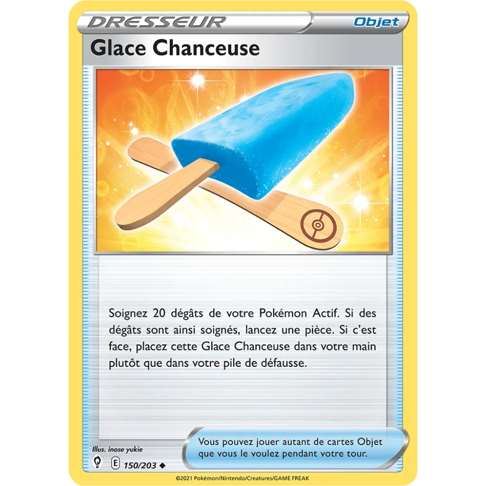 Découvrez Glace Chanceuse, carte Peu commune (Brillante) de la série Épée et Bouclier Évolution Céleste