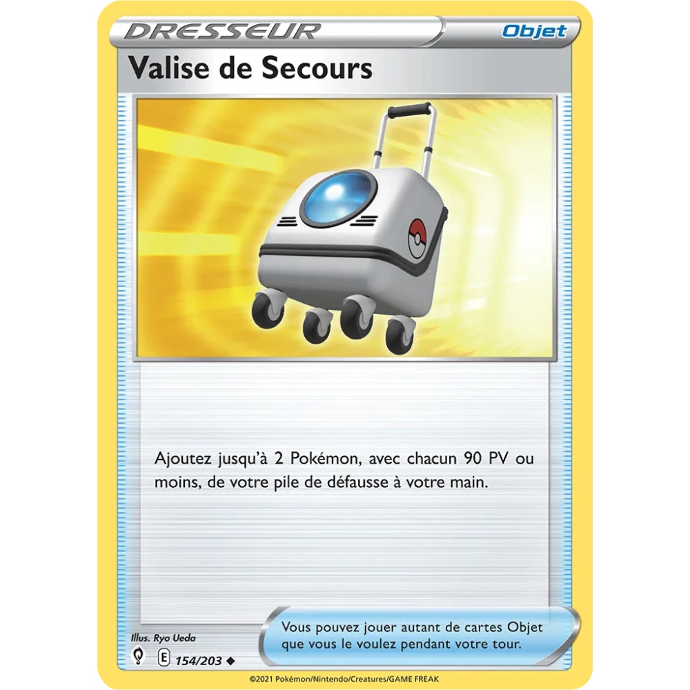 Découvrez Valise de Secours, carte Peu commune (Brillante) de la série Épée et Bouclier Évolution Céleste