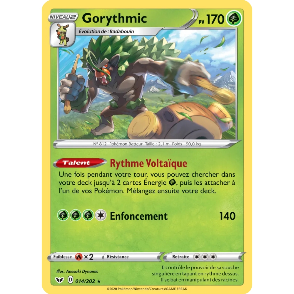 Gorythmic 014/202 : Joyau Holographique rare de l'extension Pokémon Épée et Bouclier