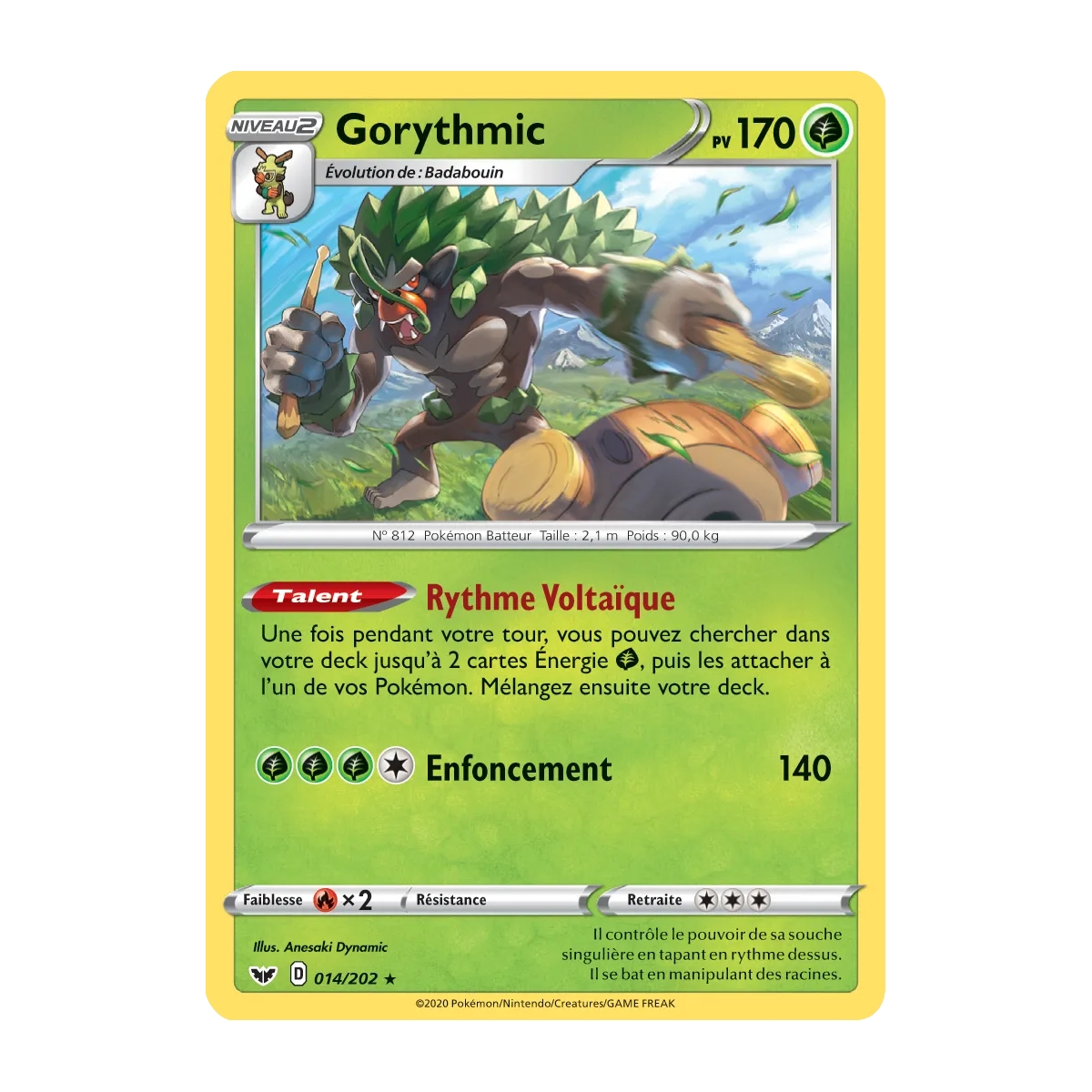 Gorythmic 014/202 : Joyau Holographique rare de l'extension Pokémon Épée et Bouclier