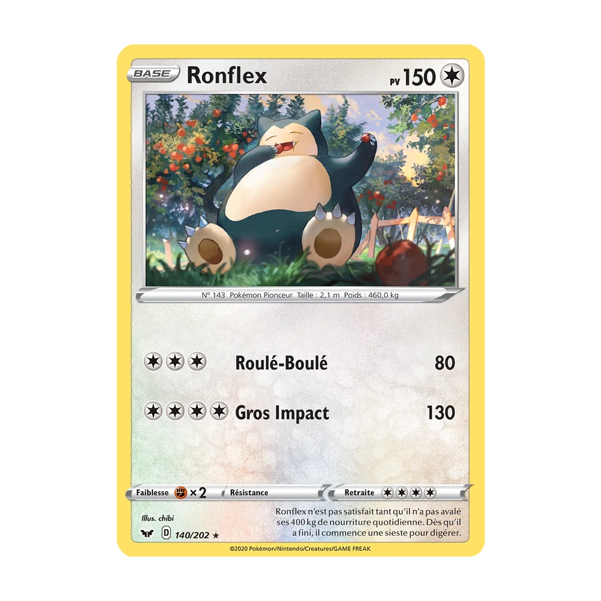 Ronflex 140/202 : Joyau Rare (Brillante) de l'extension Pokémon Épée et Bouclier