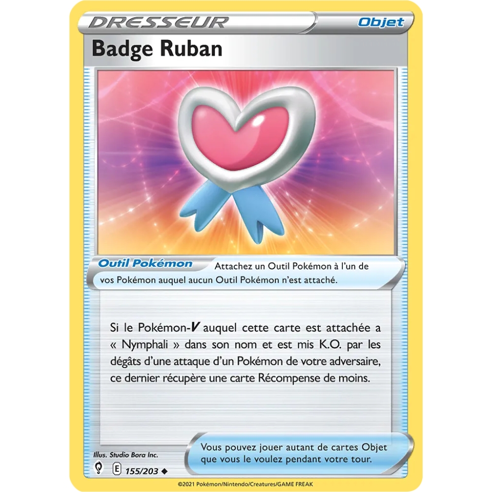 Carte Badge Ruban - Peu commune (Brillante) de Pokémon Épée et Bouclier Évolution Céleste 155/203