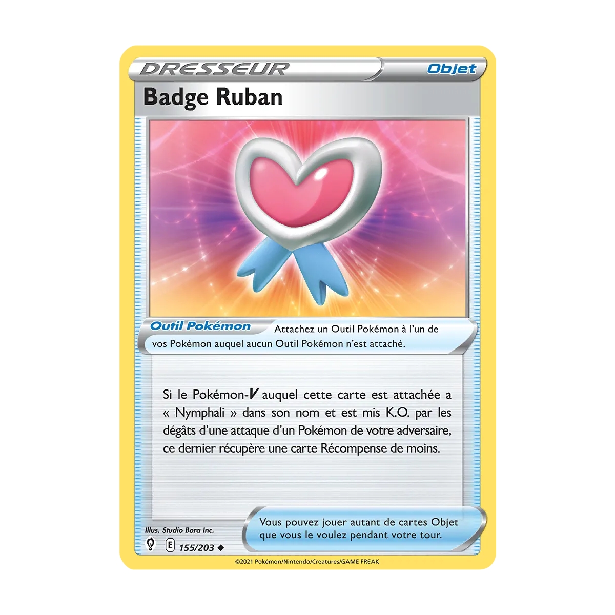 Carte Badge Ruban - Peu commune (Brillante) de Pokémon Épée et Bouclier Évolution Céleste 155/203