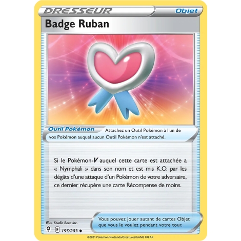 Carte Badge Ruban - Peu commune (Brillante) de Pokémon Épée et Bouclier Évolution Céleste 155/203