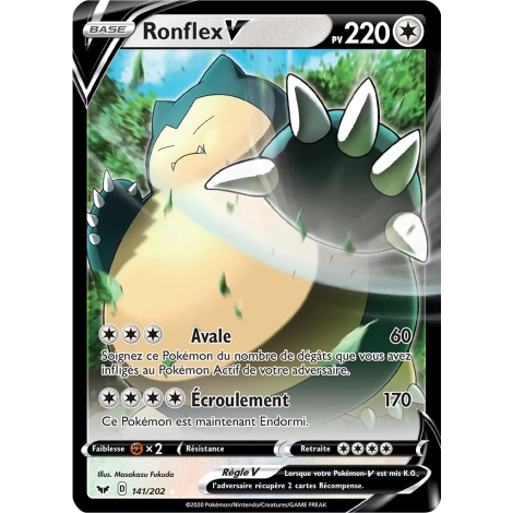 Carte Ronflex - Holographique rare V de Pokémon Épée et Bouclier 141/202