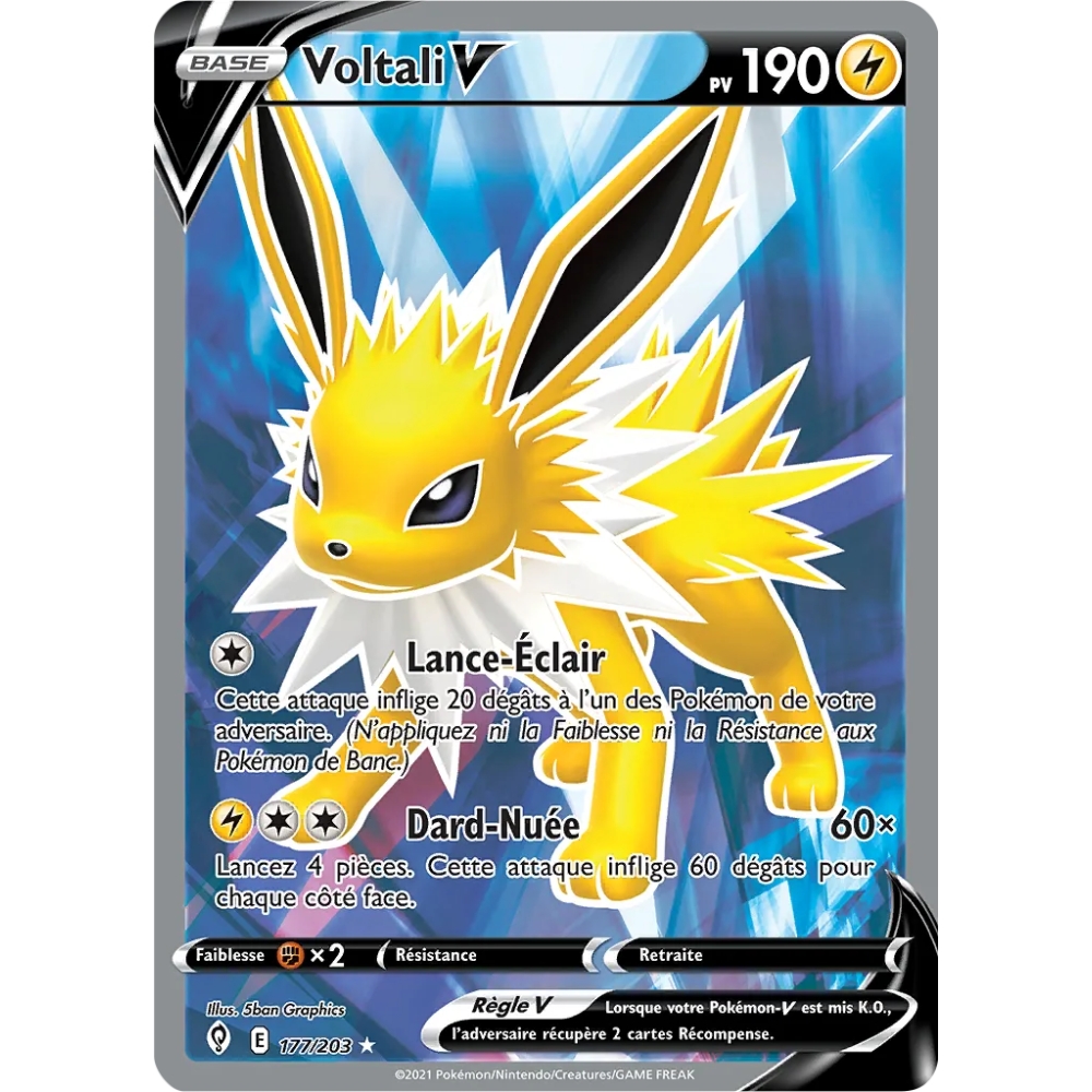 Carte Voltali - Ultra rare de Pokémon Épée et Bouclier Évolution Céleste 177/203