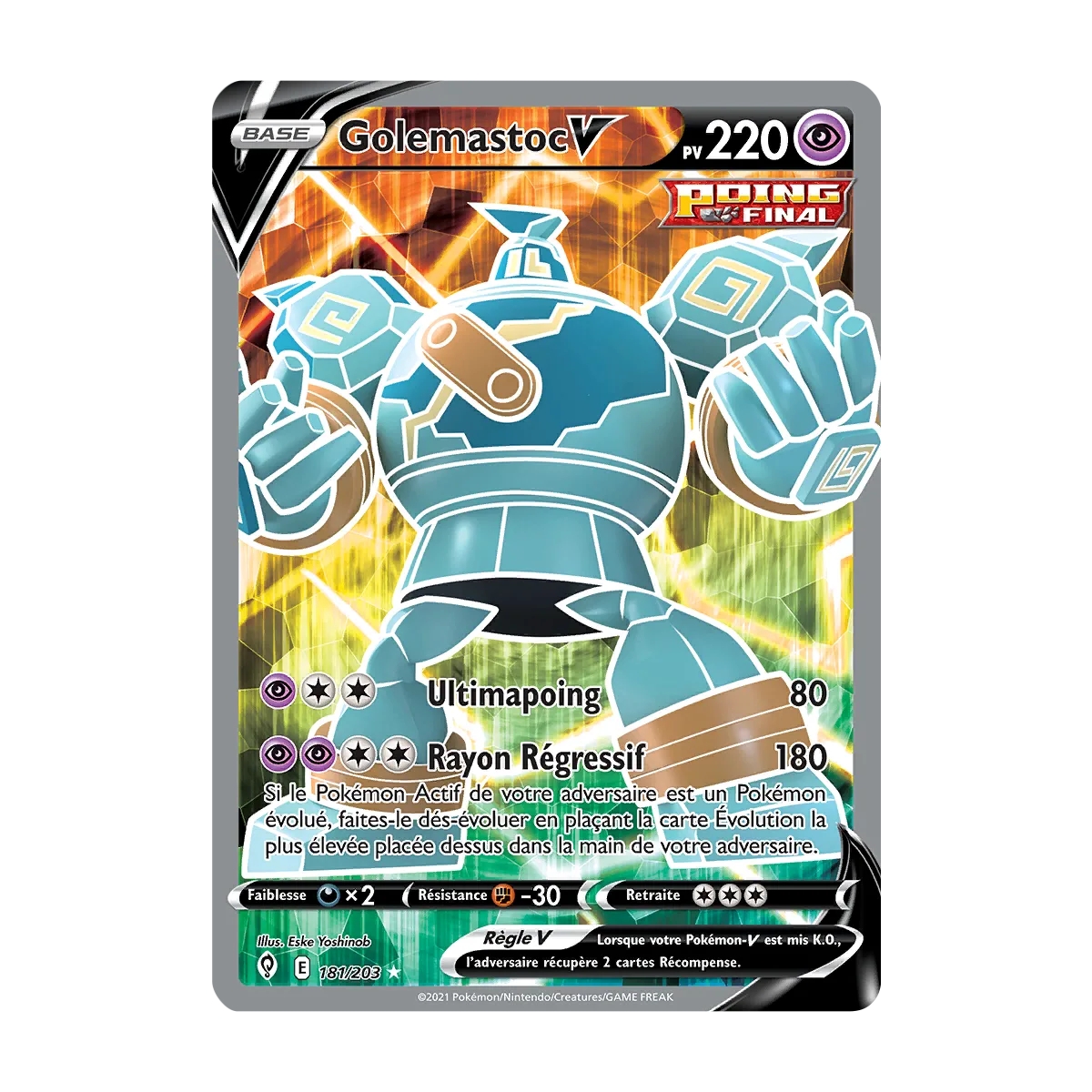 Carte Golemastoc - Ultra rare de Pokémon Épée et Bouclier Évolution Céleste 181/203