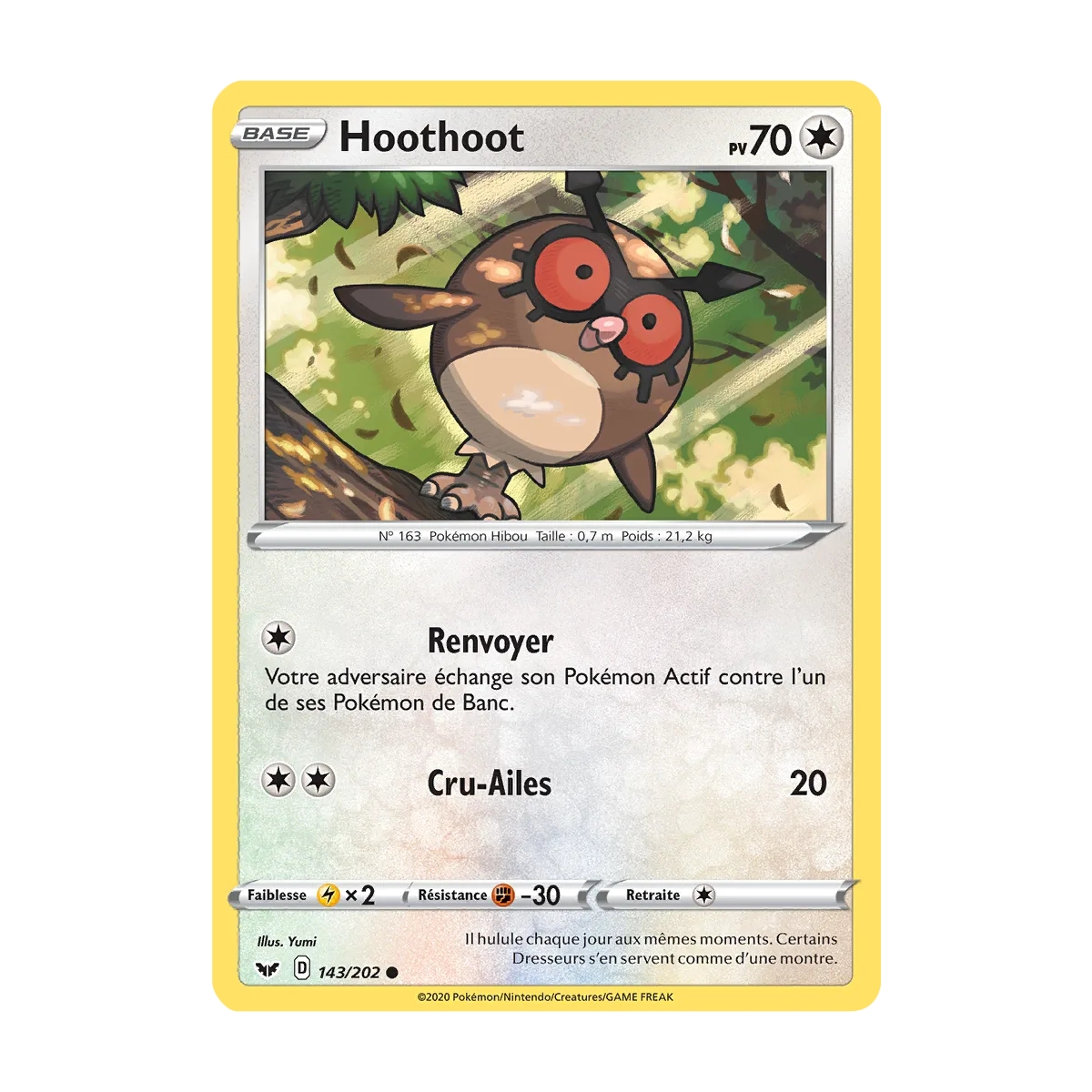 Carte Hoothoot - Commune (Brillante) de Pokémon Épée et Bouclier 143/202
