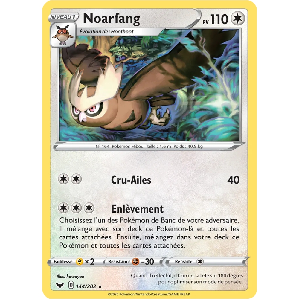 Noarfang 144/202 : Joyau Rare (Brillante) de l'extension Pokémon Épée et Bouclier