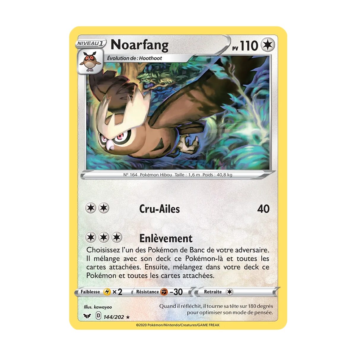 Noarfang 144/202 : Joyau Rare (Brillante) de l'extension Pokémon Épée et Bouclier